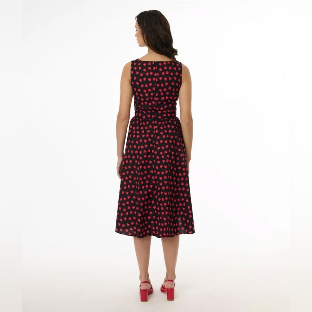 NWT Retrolicious Heart Print Midi Dress Size S - Picture 6 of 8